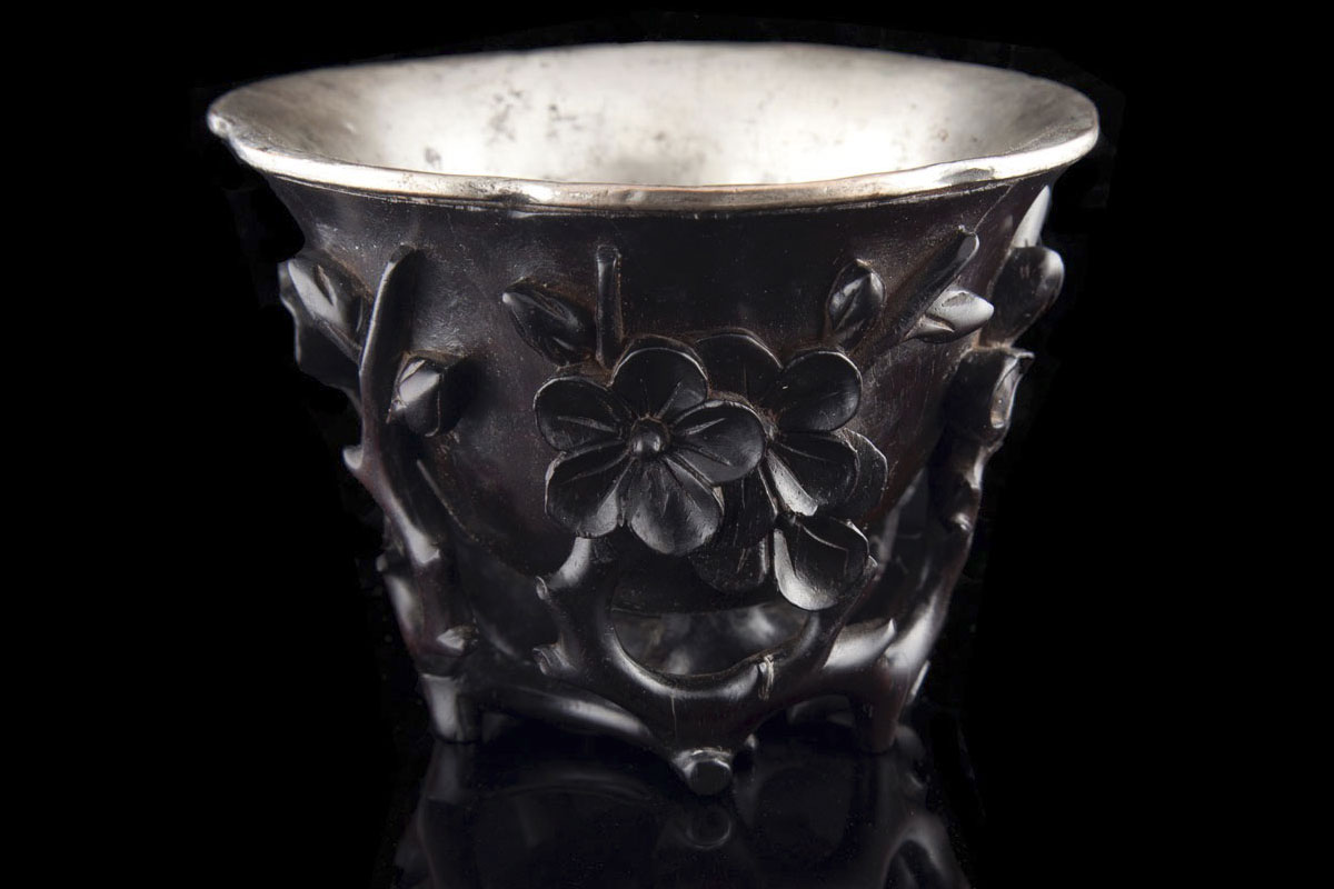 Ming hardwood prunus libation cup
