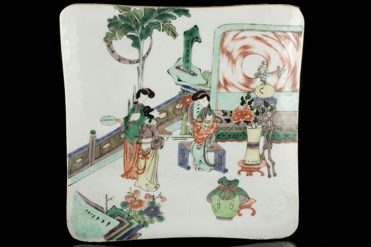 early Kangxi famille verte plaque