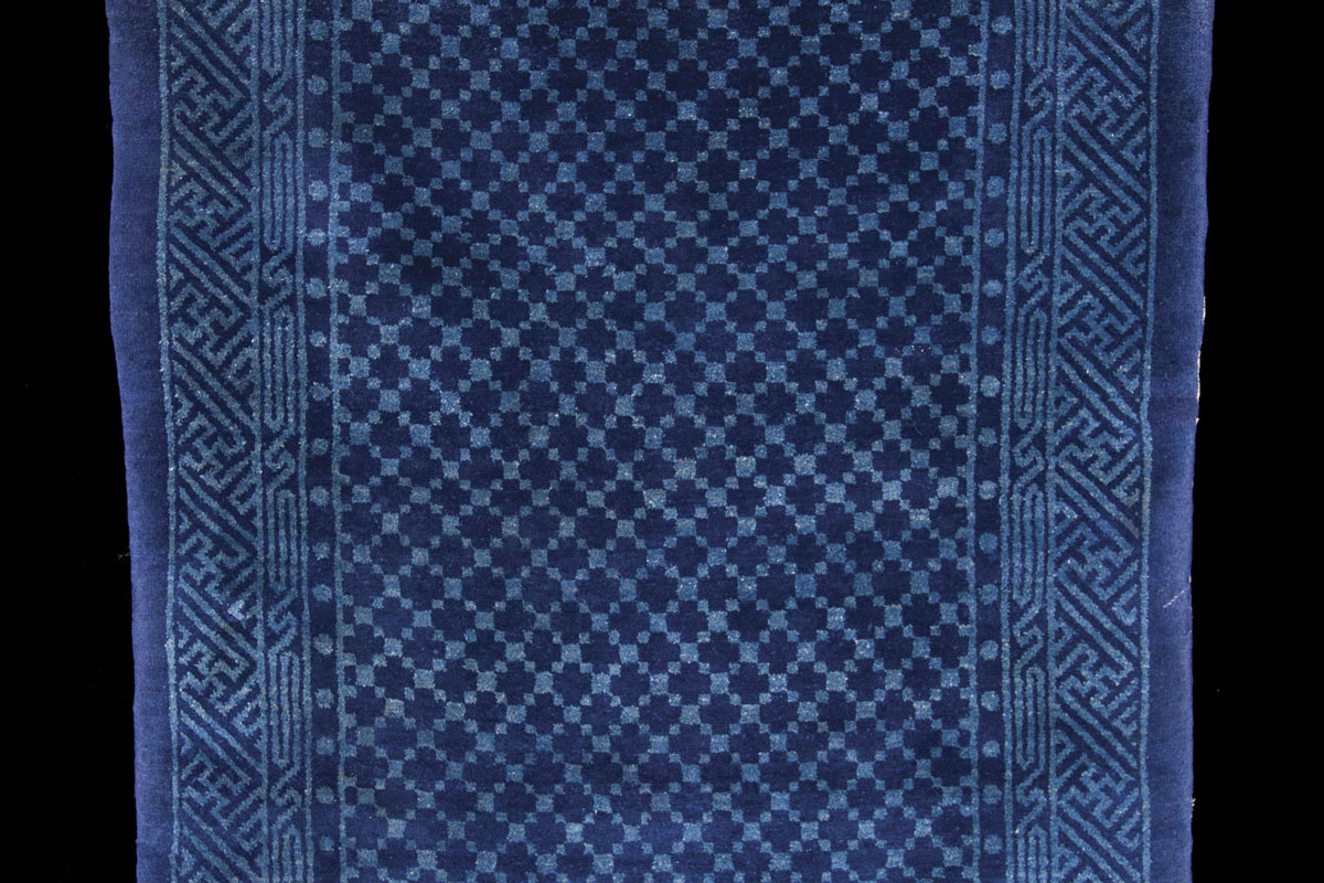 >Qing turquoise key-fret decoration carpet
