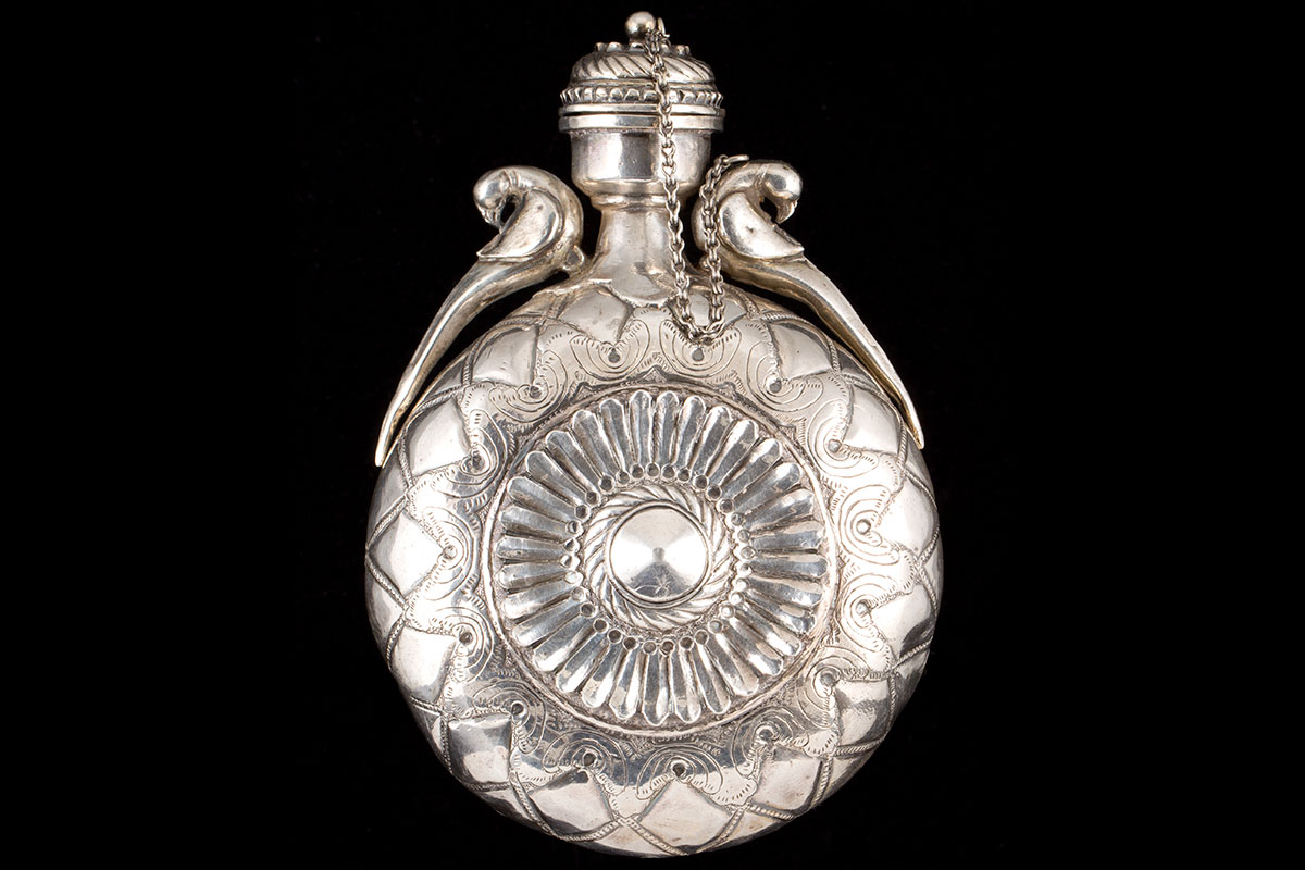 Mughal silver flask