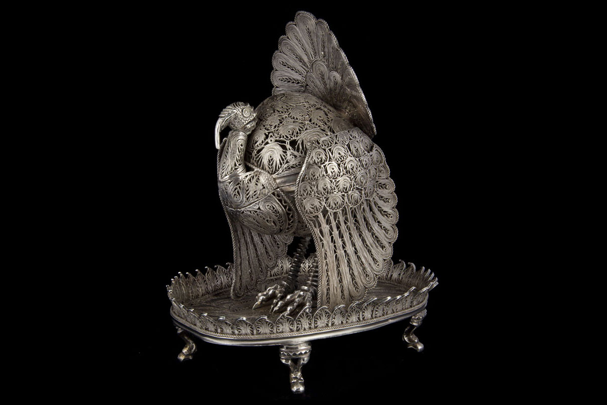 Andean silver filigree turkey